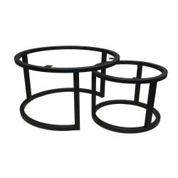 Salonset zwart rond Ø 70 cm, hoogte 37 cm en Ø 80 cm en hoogte 47 cm