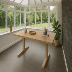 Tafelpoot  i vorm 78 bij 8 cm en hoogte 72 cm  van massief hout - 2 stuks