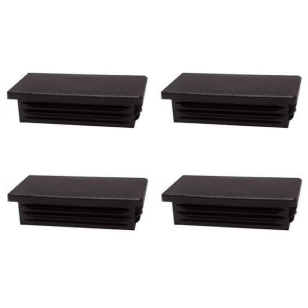 Furniture Legs Europe Inslagdop/meubeldop zwart rechthoek 10 bij 3 cm en hoogte 0,4 cm van kunststof - 4 stuks