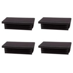 Inslagdop/meubeldop zwart rechthoek 10 bij 3 cm en hoogte 0,4 cm  van kunststof - 4 stuks