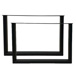 Set stalen U bankpoten / meubelpoten 54 bij 6 cm en hoogte 37,5 cm zwart (5 x 2,5 cm) - 2 stuks