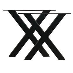 Set stalen X bankpoten / meubelpoten 54 bij 6 cm en hoogte 37,5 cm zwart (5 x 5 cm) - 2 stuks