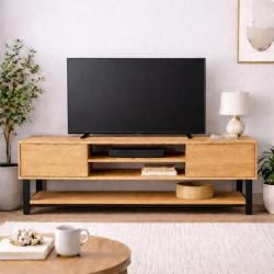 Set stalen tv meubelpoten 54 bij 6 cm en hoogte 37,5 cm zwart (5 x 2,5 cm) - 2 stuks