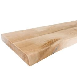 Wandplank eiken boomstam 60 bij 20 cm van 4 cm dik massief hout met voorkant boomstam rand