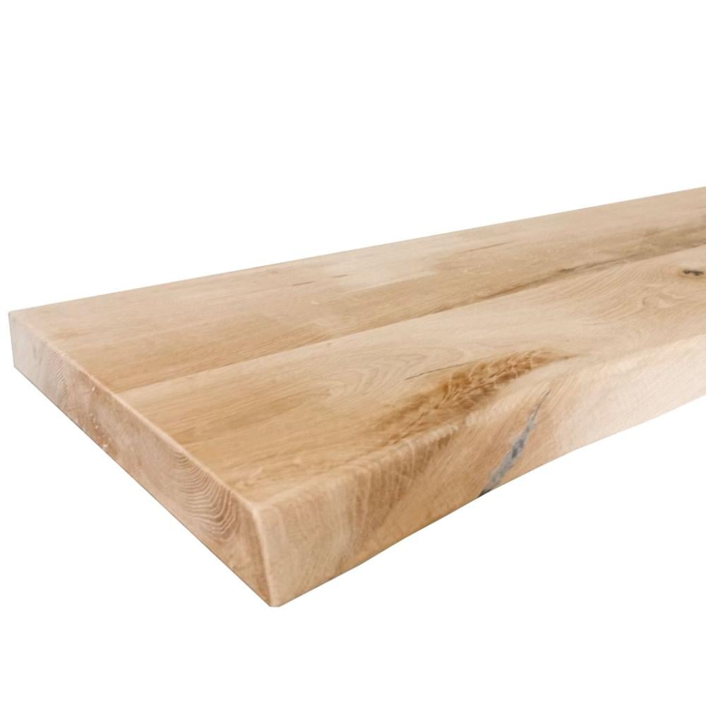 Wandplank eiken boomstam 120 bij 40 cm van 4 cm dik massief hout met voorkant boomstam rand