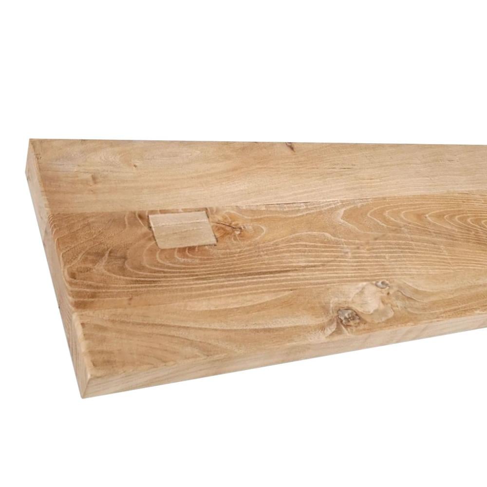 Wandplank elmwood 80 bij 19,5 cm van 4 cm dik massief iepenhout met rechte randen