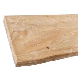 Wandplank elmwood 80 bij 19,5 cm van 4 cm dik massief iepenhout met boomstam rand