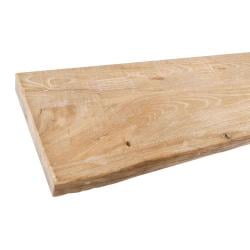 Wandplank elmwood 120 bij 24,5 cm van 4 cm dik massief iepenhout met boomstam rand