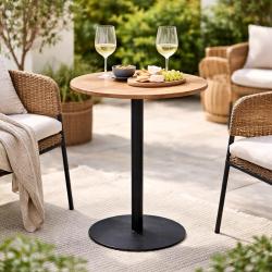 Stalen bistro tafelpoot met massieve plaat zwart vierkant koker ⌀6 cm en hoogte 75 cm