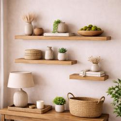 Wandplank elmwood 60 bij 19,5 cm van 4 cm dik massief iepenhout met rechte randen
