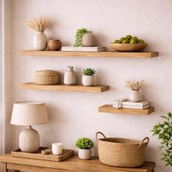 Wandplank eiken 130 bij 30 cm van 4 cm dik massief hout met rechte randen