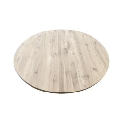 Eiken salon tafelblad rond, diameter 60 cm en dikte 4 cm massief eiken