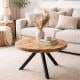 Salon tafelblad rond, diameter 70 cm en dikte 4 cm massief duurzaam elmwood