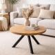Eiken salon tafelblad rond, diameter 80 cm en dikte 4 cm massief eiken