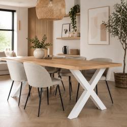 Set stalen X tafelpoten 75 bij 4 cm en hoogte 72 cm wit (4 x 10 cm) - 2 stuks